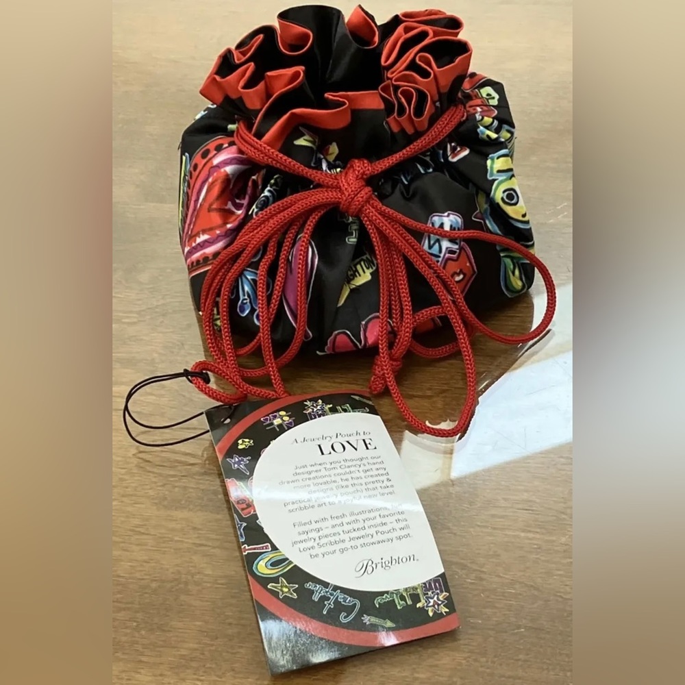 DRAWSTRING LOVE SCRIBBLE JEWELRY POUCH BY BRIGHTON